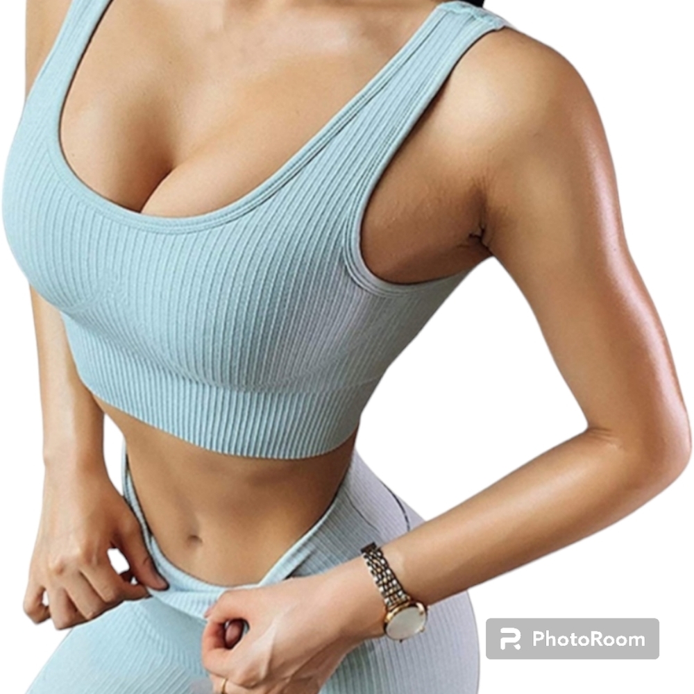 JetJoy Ribbed Seamless Yoga Sports Bra and Legging Set